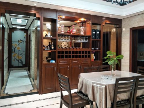 浪漫100平中式三居餐厅装饰图片厨房酒柜中式现代餐厅设计图片赏析