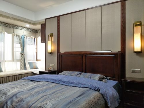 卧室床2装修效果图浪漫83平中式三居卧室图片大全