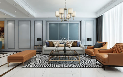 客厅窗帘1装修效果图优美102平欧式三居客厅装潢图