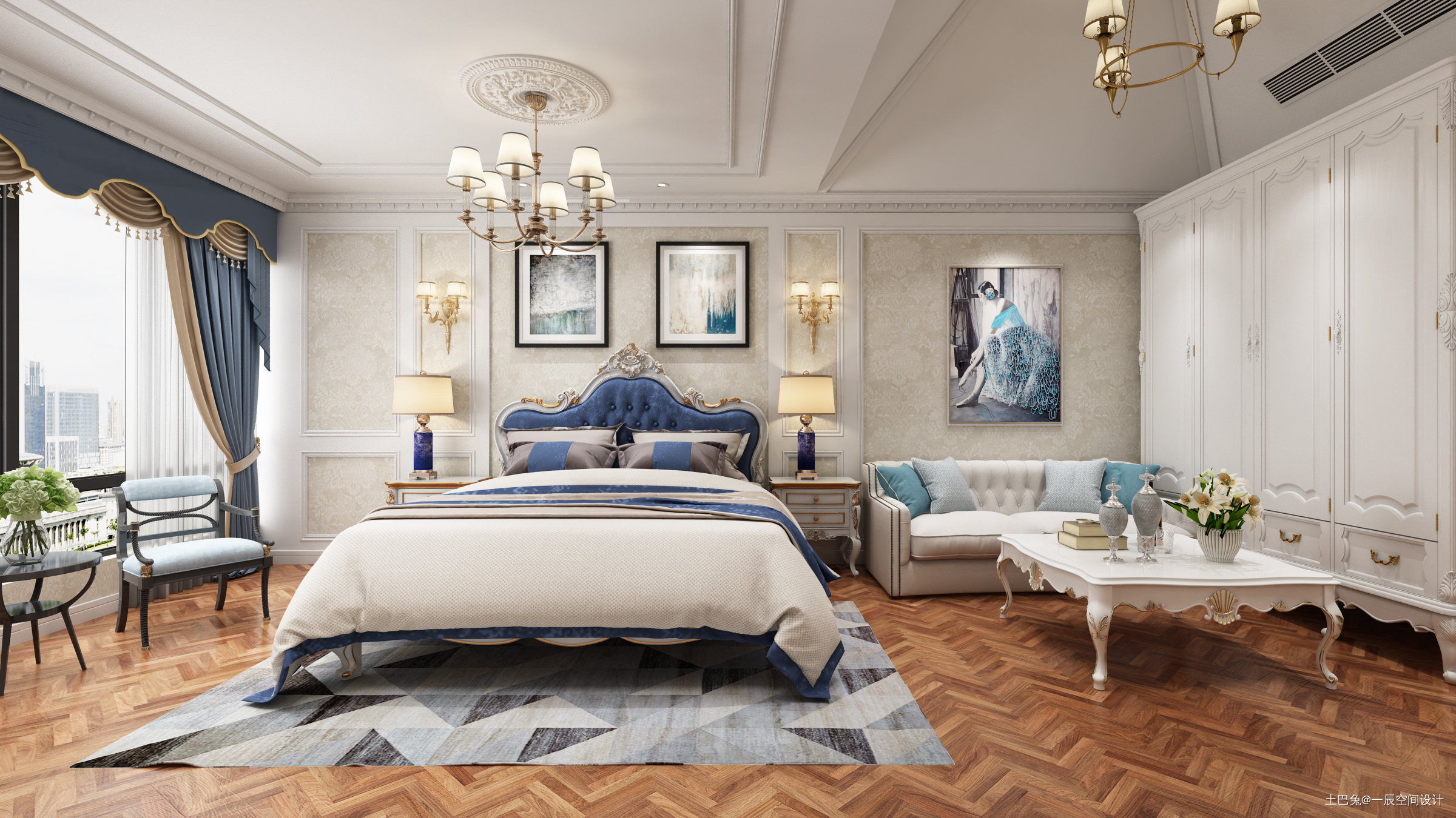 浪漫628平中式别墅卧室装修案例新中式卧室设计图片赏析
