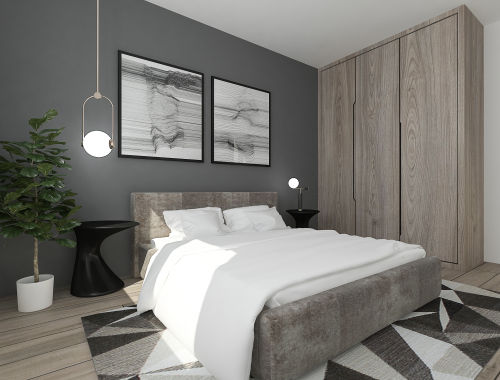 卧室床装修效果图简洁65平混搭二居卧室设计美图