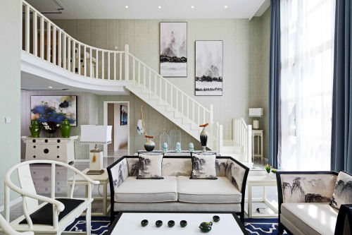 精美59平中式复式客厅效果图欣赏客厅中式现代客厅设计图片赏析