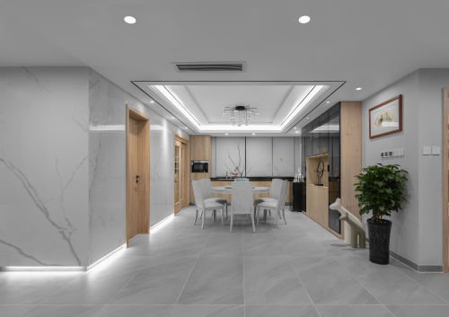 四居中式现代180㎡餐厅2023装潢设计效果图