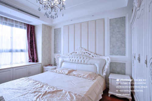 卧室窗帘装修效果图华丽132平欧式四居卧室效果图