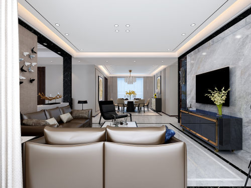 客厅沙发装修效果图优雅117平现代四居客厅装修图