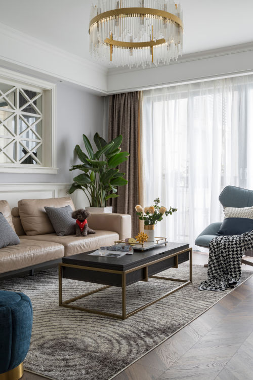 客厅窗帘装修效果图轻奢简美式客厅设计图片