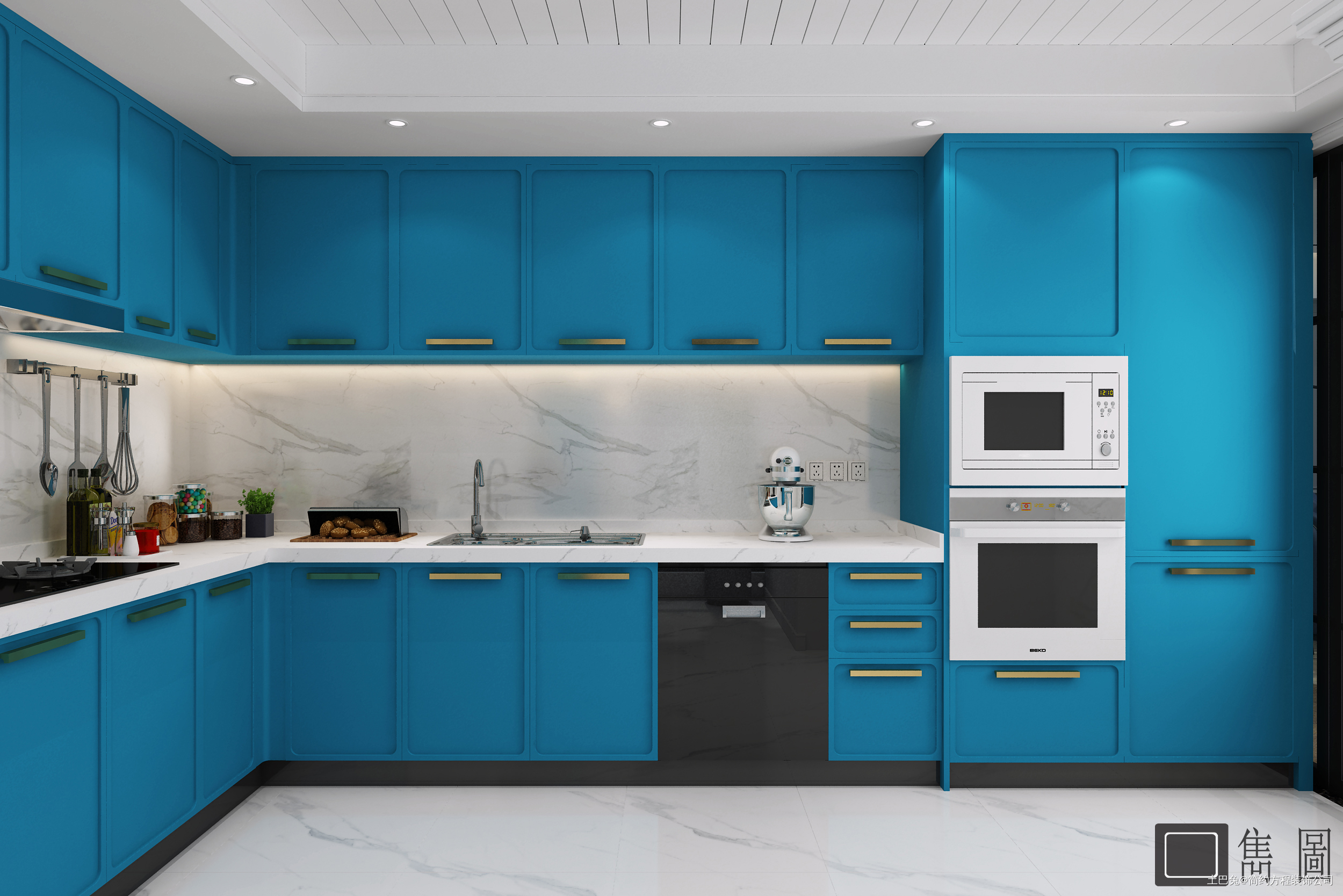 精美127平美式三居厨房装修设计图美式厨房设计图片赏析