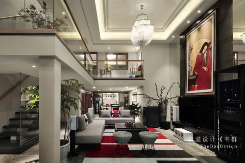 客厅沙发3装修效果图质朴380平中式别墅客厅装饰图