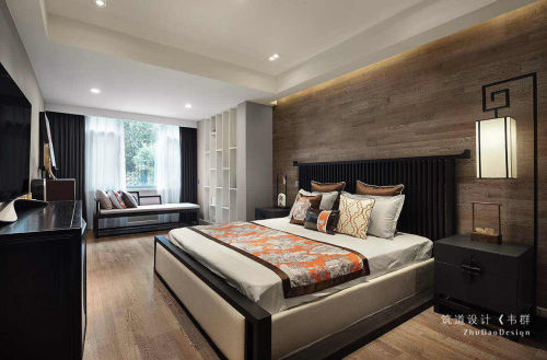 卧室床装修效果图优雅917平中式别墅卧室设计图