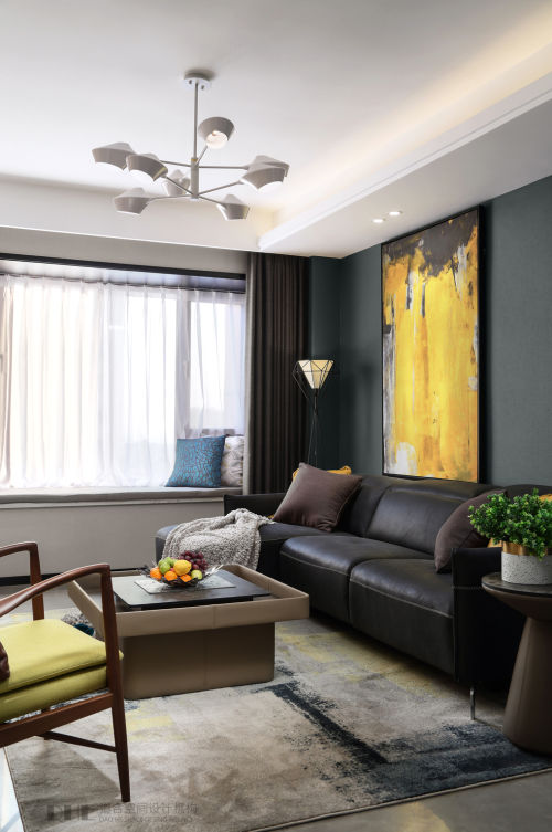 客厅窗帘1装修效果图精致89平北欧三居客厅设计案例