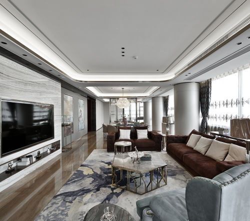 客厅沙发2装修效果图简洁105平混搭四居客厅装修案