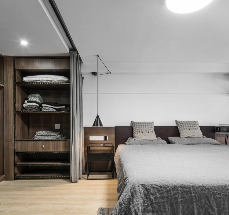 卧室衣柜1装修效果图简洁37平北欧小户型卧室装修案北欧风卧室设计图片赏析