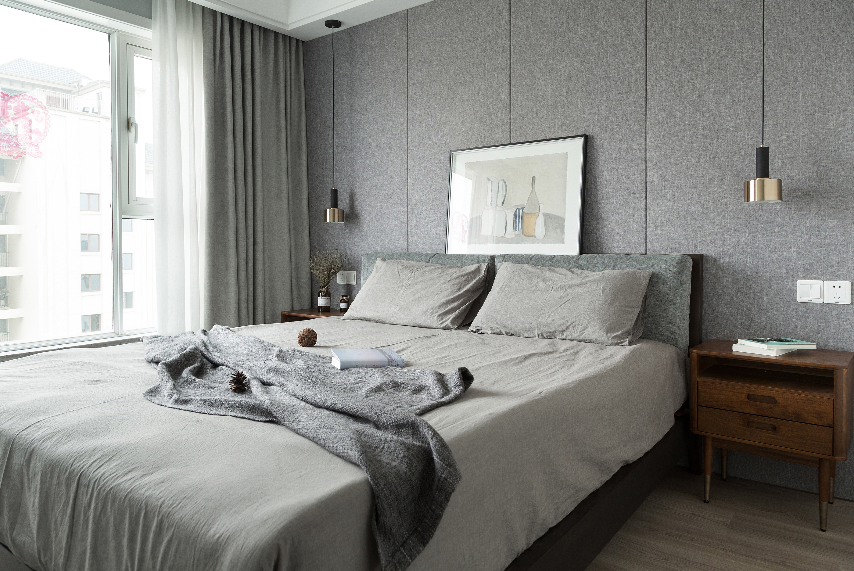 卧室床3装修效果图质朴98平北欧三居卧室设计美图北欧风卧室设计图片赏析