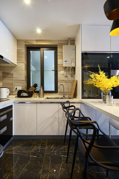 现代简约89㎡二居厨房装潢设计效果图
