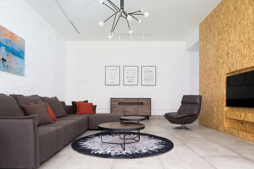 客厅沙发装修效果图华丽80平现代复式客厅效果图片