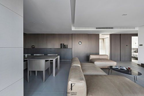 客厅餐厅一体装修设计厨房151-200m²复式家装装修案例效果图