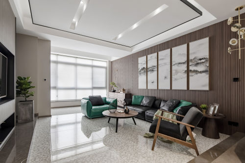 金地东御客厅实景图客厅窗帘201-500m²三居中式现代家装装修案例效果图