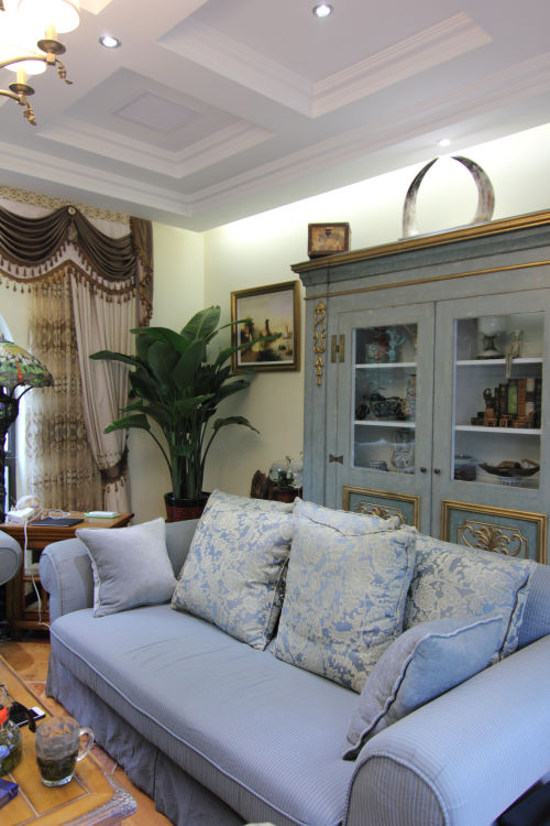 客厅窗帘3装修效果图精美883平美式别墅客厅装修案