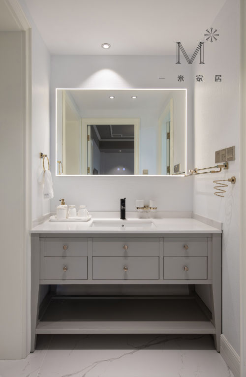 [一米家居]140m²美式卫生间洗漱台美式经典卫生间设计图片赏析