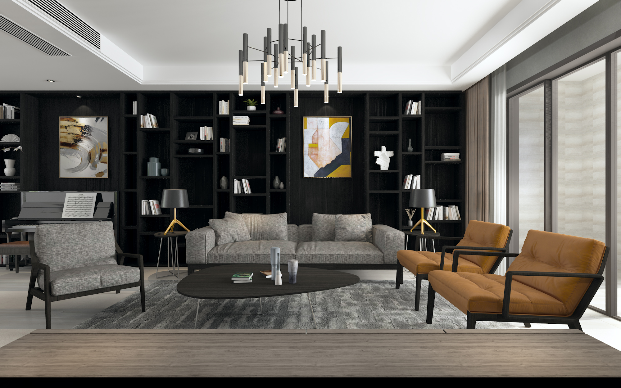 客厅沙发装修效果图质朴144平现代四居客厅设计案现代简约客厅设计图片赏析