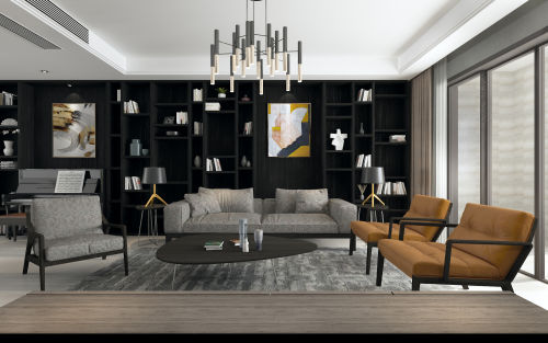 客厅沙发1装修效果图质朴144平现代四居客厅设计案