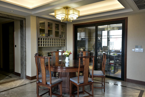 餐厅门装修效果图质朴70平中式复式厨房设计效果