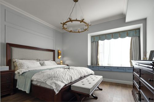 卧室窗帘装修效果图温馨105平现代四居卧室效果图