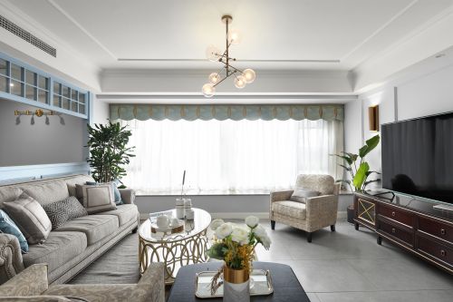 客厅窗帘2装修效果图明亮90平现代四居客厅设计效果