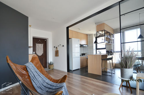 客厅木地板3装修效果图青岛小户型家装设计北欧混搭风
