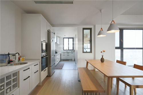厨房木地板装修效果图华丽72平简约三居餐厅图片大全