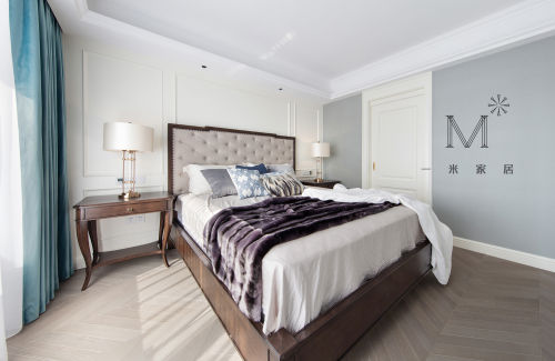 卧室窗帘2装修效果图130㎡低奢美式卧室设计图片