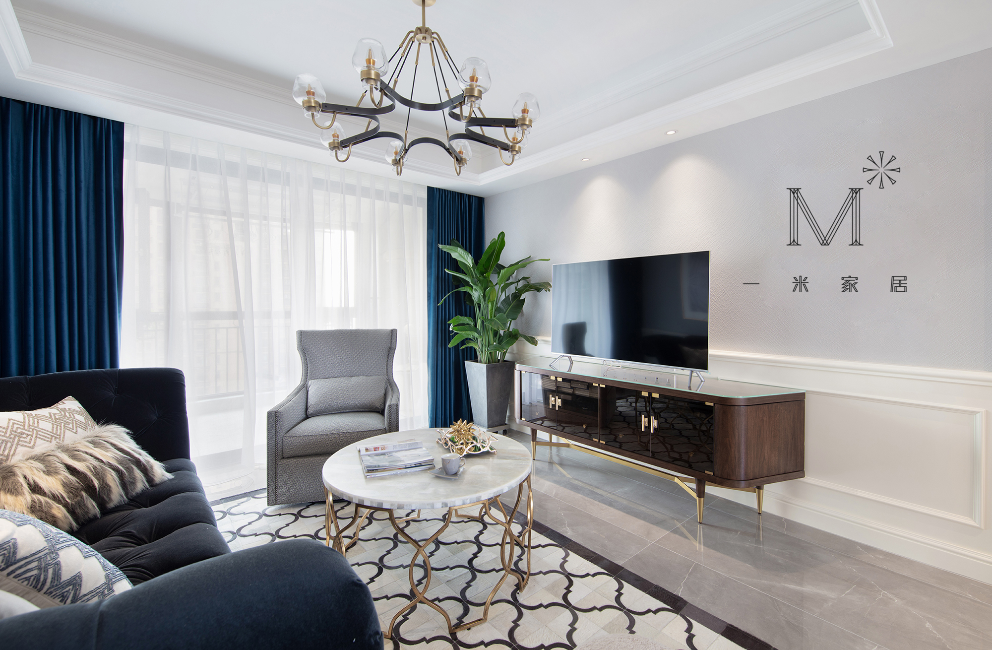 客厅窗帘2装修效果图130㎡低奢美式客厅吊灯图美式经典客厅设计图片赏析
