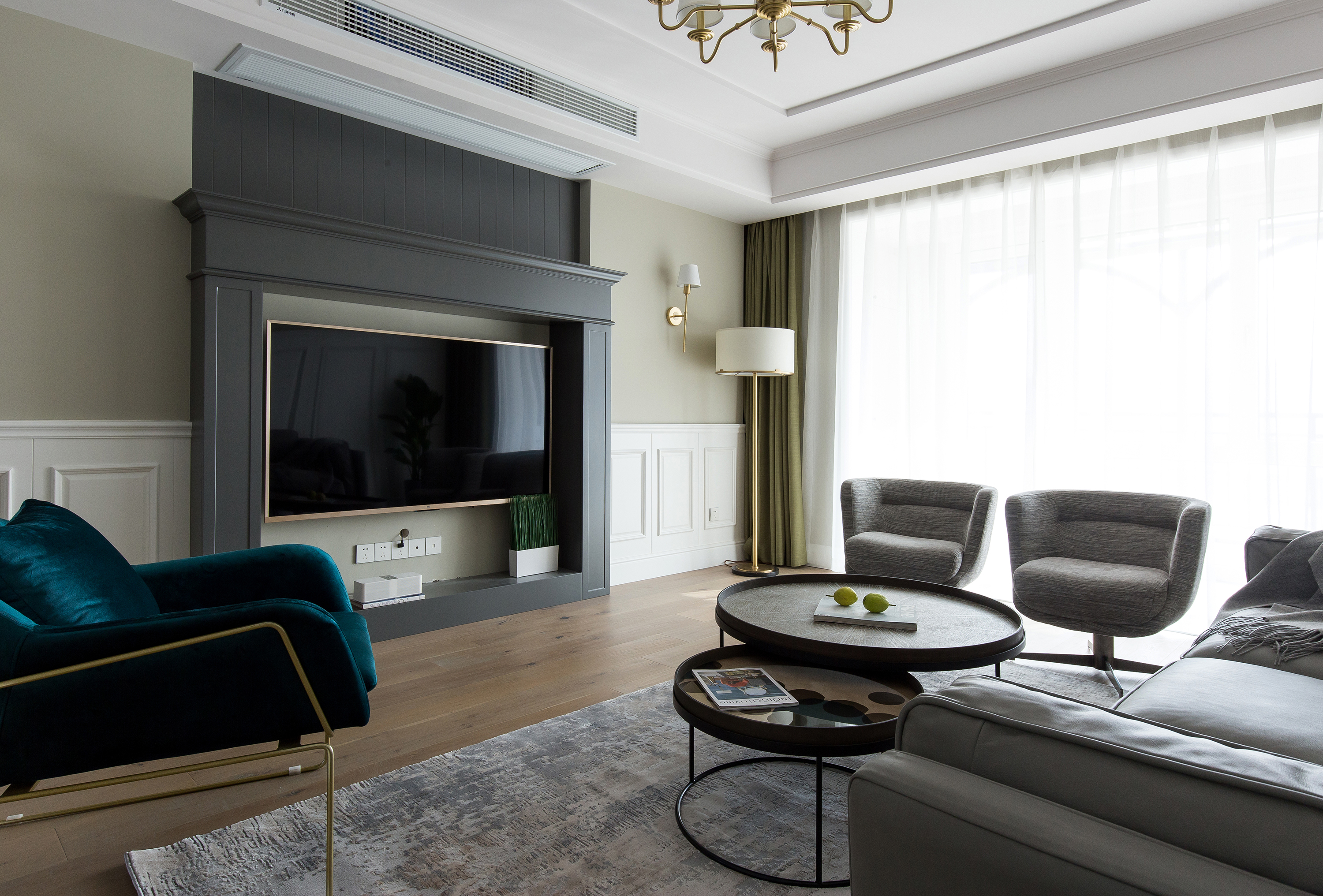 客厅窗帘装修效果图ModernTimes美式住宅美式客厅设计图片赏析
