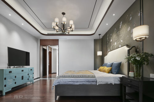 600㎡新中式别墅卧室设计图卧室2图中式现代卧室设计图片赏析