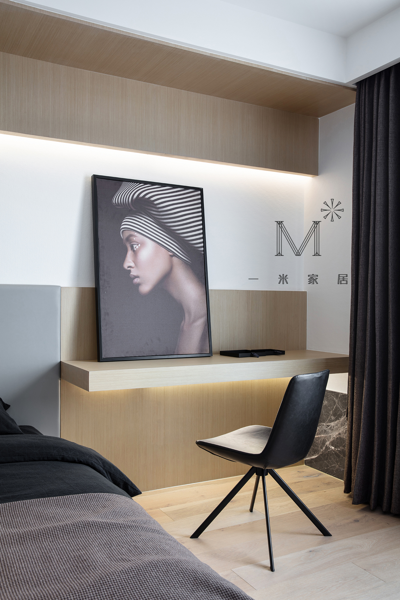 卧室窗帘3装修效果图180㎡现代简约卧室书桌设计现代简约卧室设计图片赏析