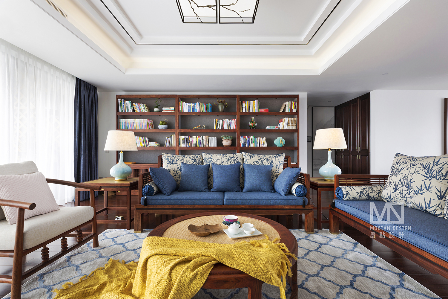 窗帘装修效果图锦绣中式客厅沙发图片新中式设计图片赏析