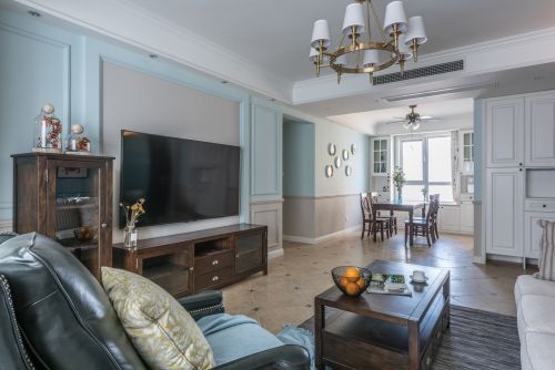 客厅电视柜4装修效果图蓝色系美式客厅实景图片
