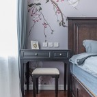 蓝色系美式卧室梳妆台设计图