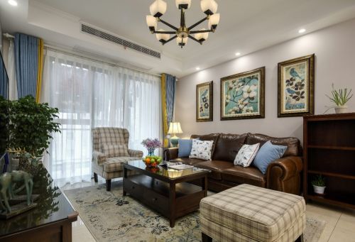 客厅窗帘装修效果图简单美式风客厅沙发图片