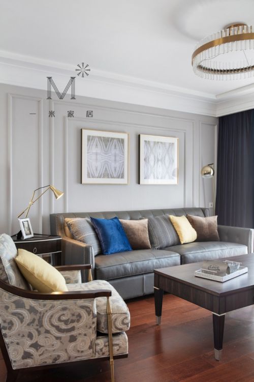 客厅窗帘装修效果图135㎡现代美式客厅装饰画图
