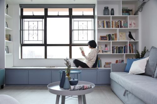 客厅书柜5装修效果图《清风微蓝》北欧风客厅书架设计