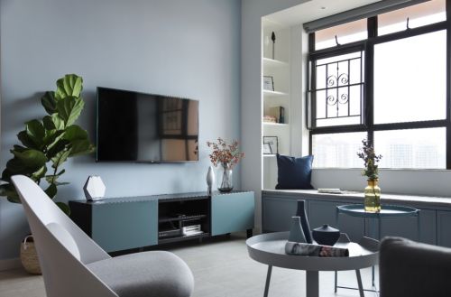 客厅电视柜装修效果图《清风微蓝》北欧风客厅电视柜设