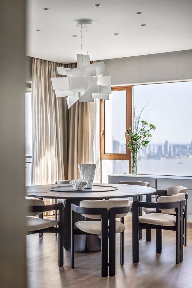 厨房窗帘装修效果图515㎡平层现代风餐厅吊灯图片现代简约餐厅设计图片赏析