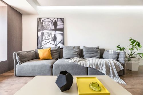 客厅沙发1装修效果图简单自然现代风客厅沙发图