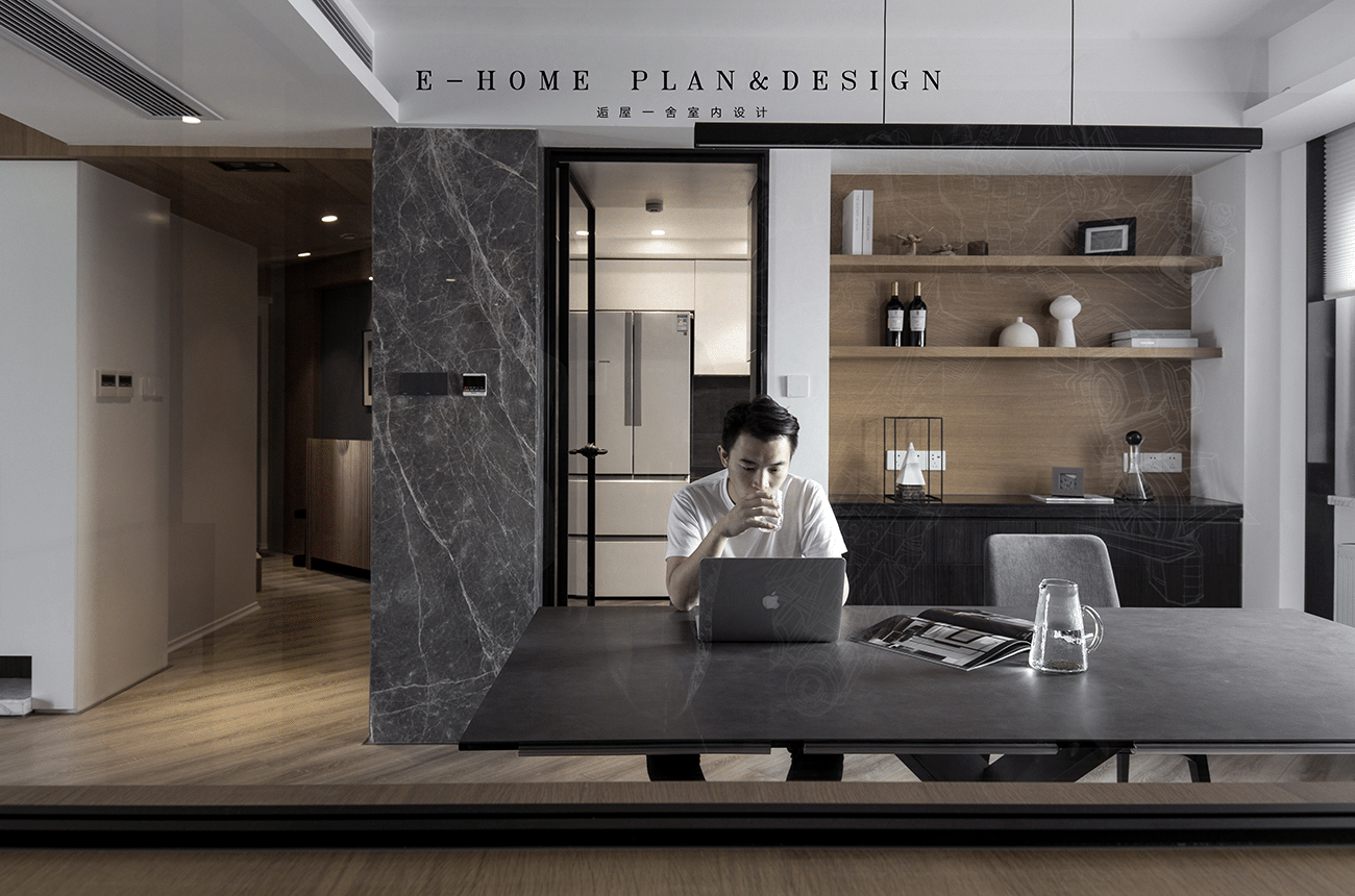 厨房装修效果图三居现代风餐厅设计实景图片