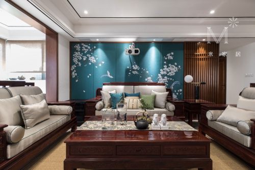 客厅窗帘装修效果图140㎡优雅中式客厅沙发图片