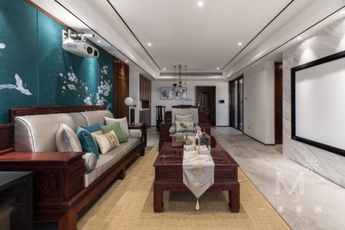 140㎡优雅中式客厅图片客厅沙发121-150m²二居中式现代家装装修案例效果图