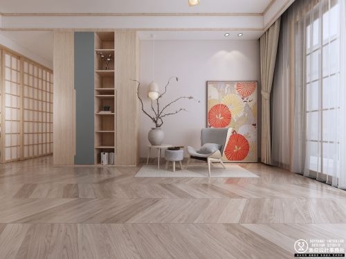 客厅装修效果图一期一会·日式木屐风格101-120m²三居日式家装装修案例效果图