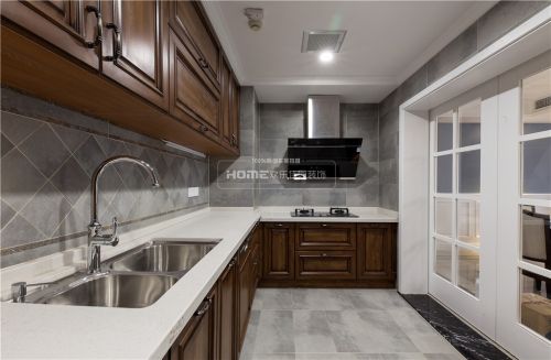 灰色餐厅橱柜装修效果图简单美式厨房实景图片