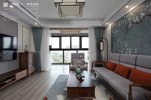 中式现代客厅实景图客厅窗帘
